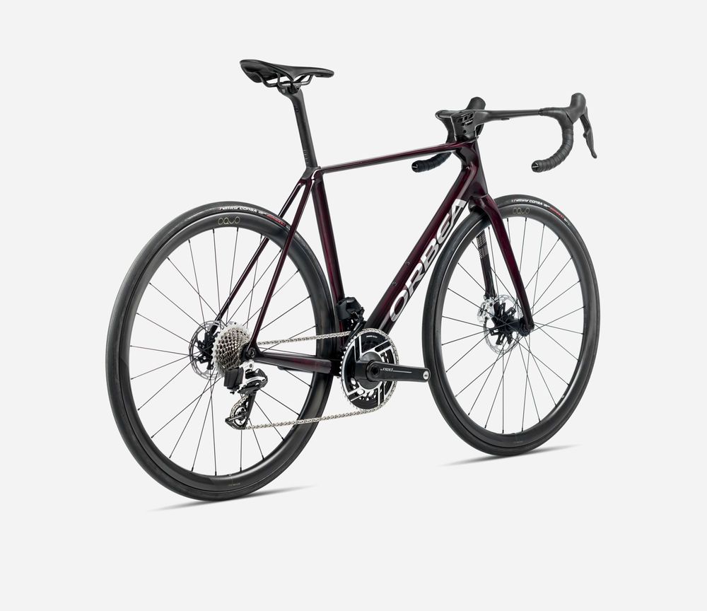 Orbea Orca M20iLTD 2025, Wine Red - Titanium (Gloss), Seitenansicht hinten