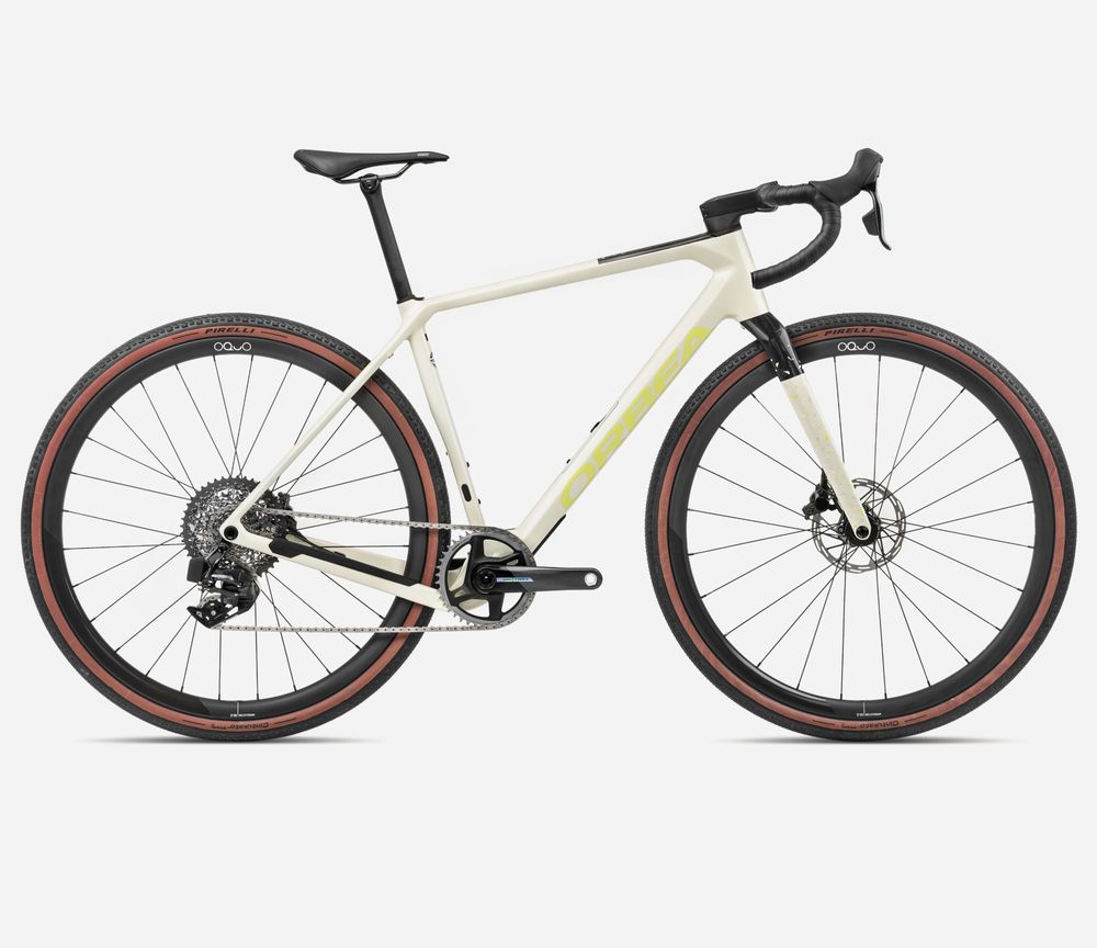 Orbea Terra M21e Team 1X 2024, Ivory White - Spicy Lime (Gloss),Seitenansicht