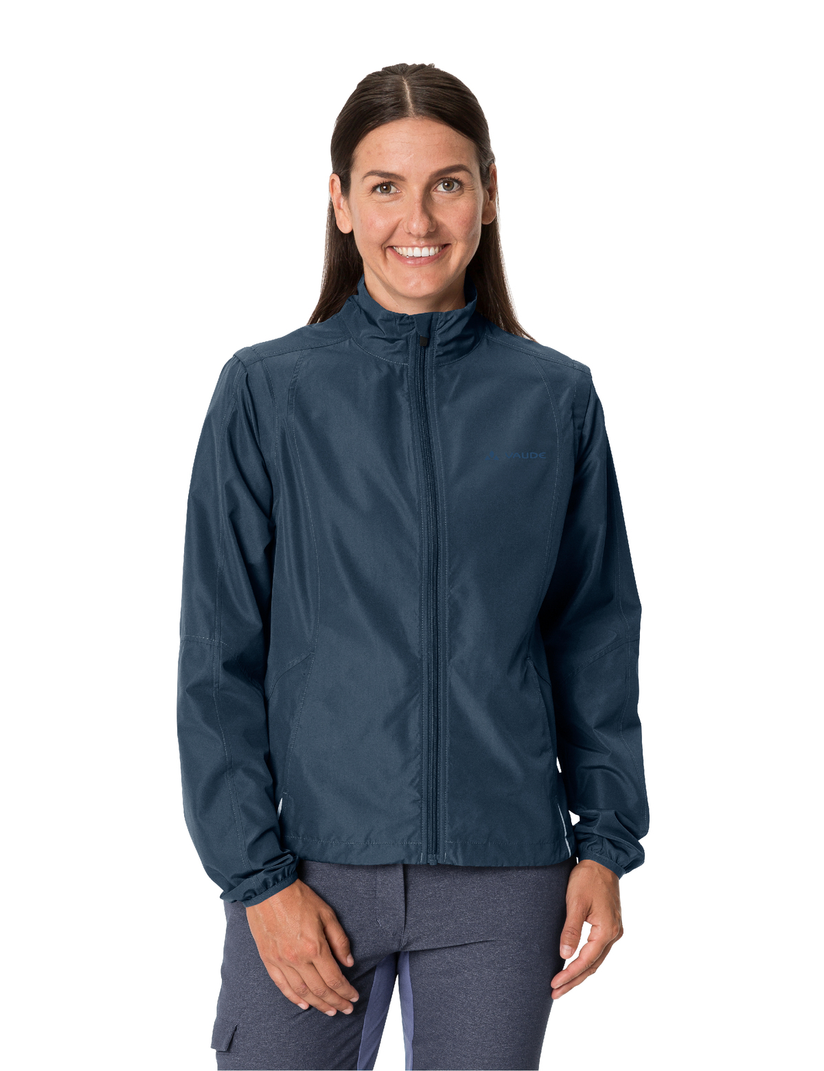 VAUDE Women's Dundee Classic ZO Jacket in dark sea angezogen vorne