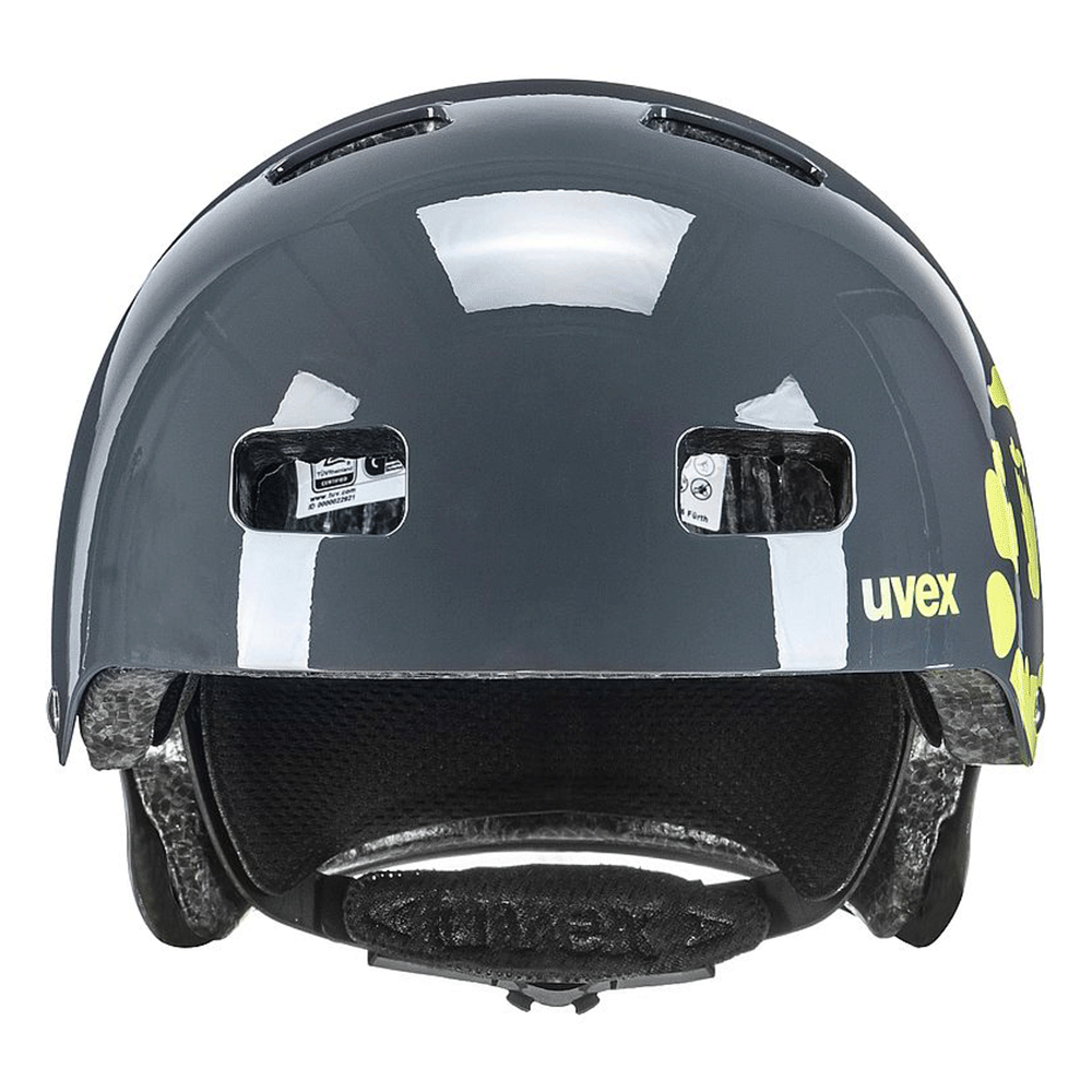 uvex kid 3 Kinderhelm, dirtbike grey-lime, Frontansicht