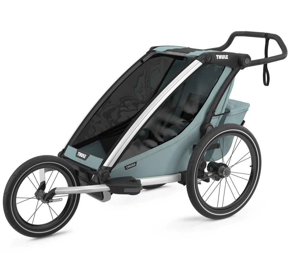 Thule Chariot Cross 1 Kinderanhänger Alaska + Gratis Ski Kit, Seitenansicht Jogger