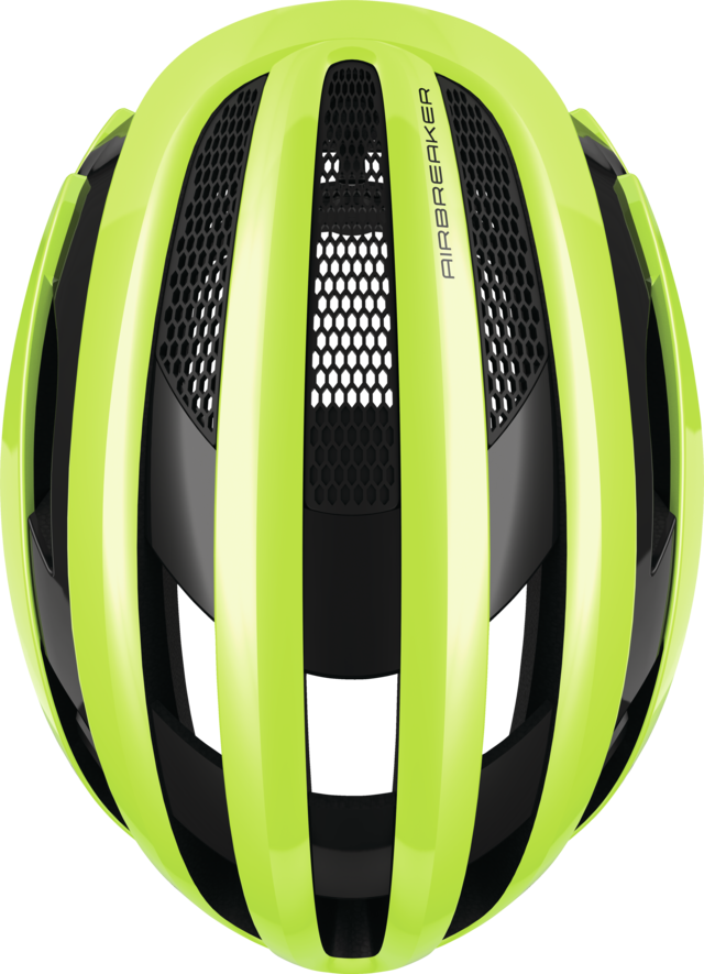 Abus AIRBREAKER Fahrradhelm, neon yellow, Draufsicht