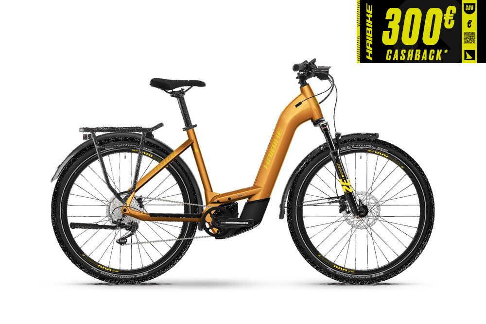 Haibike Trekking 8 Low 2023 - metal lava/yellow - gloss - Seitenansicht - mit Cash Back Aktion