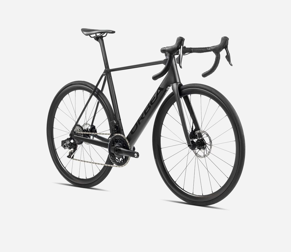 Orbea Orca M20iTeam 2024, Vulcano-Black(Matt) - Black(Gloss), Seitenansicht vorne