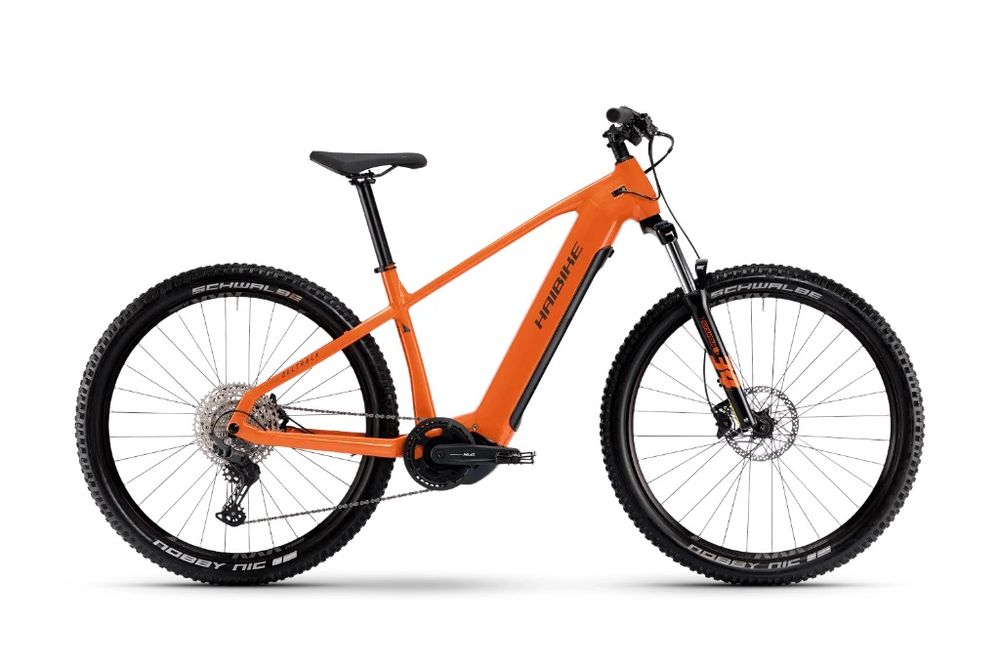 Haibike Alltrack 6 27.5 2024, Papaya/titan glänzend, Seitenansicht