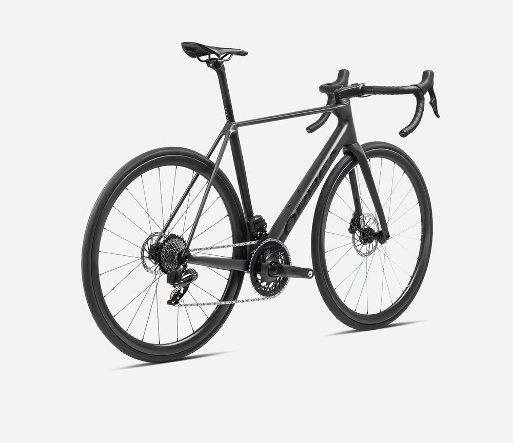 Orbea Orca M20iTeam 2024, Vulcano-Black(Matt) - Black(Gloss), Seitenansicht hinten