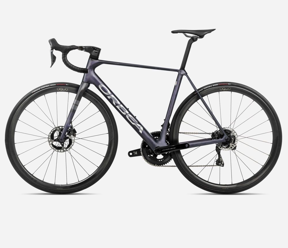 Orbea Orca M10iLTD PWR 2025, Tanzanite (Matt) - Carbon Raw (Matt), Seitenansicht links