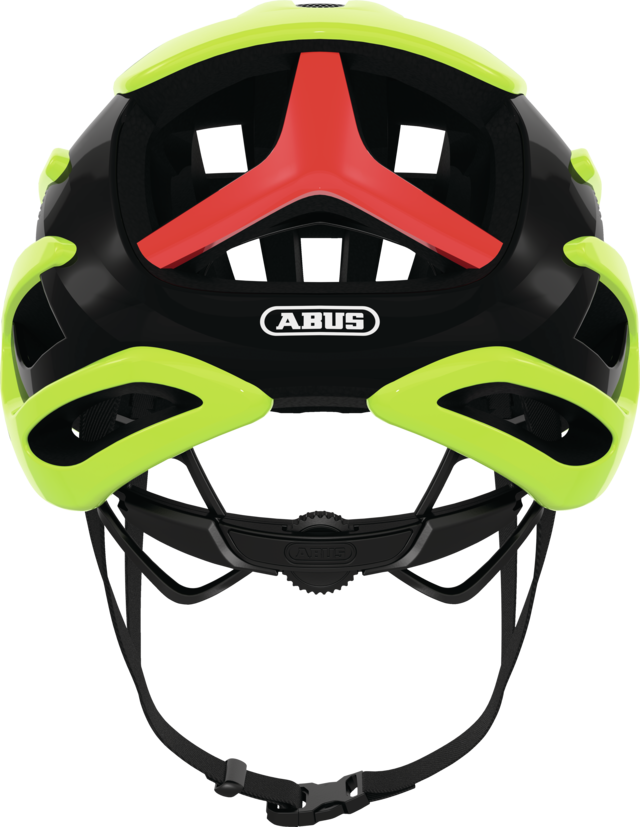 Abus AIRBREAKER Fahrradhelm, neon yellow, Rückansicht