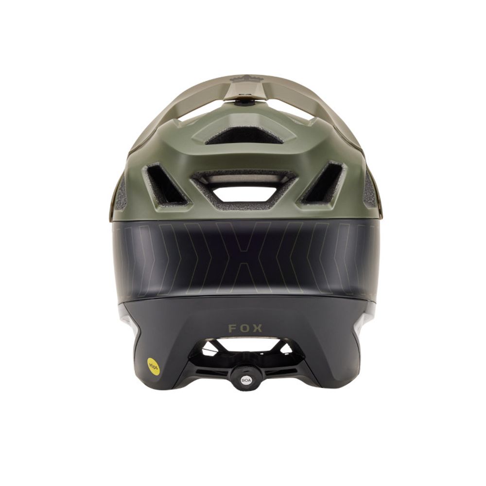 FOX Dropframe Pro Runn, CE Helm, olive green, Rückansicht