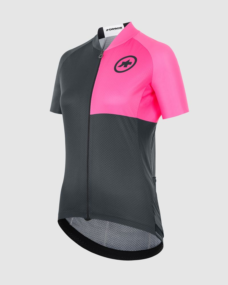 ASSOS Uma GT Jersey C2 Evo Stahlstern, fluo pink, Seitenansicht links