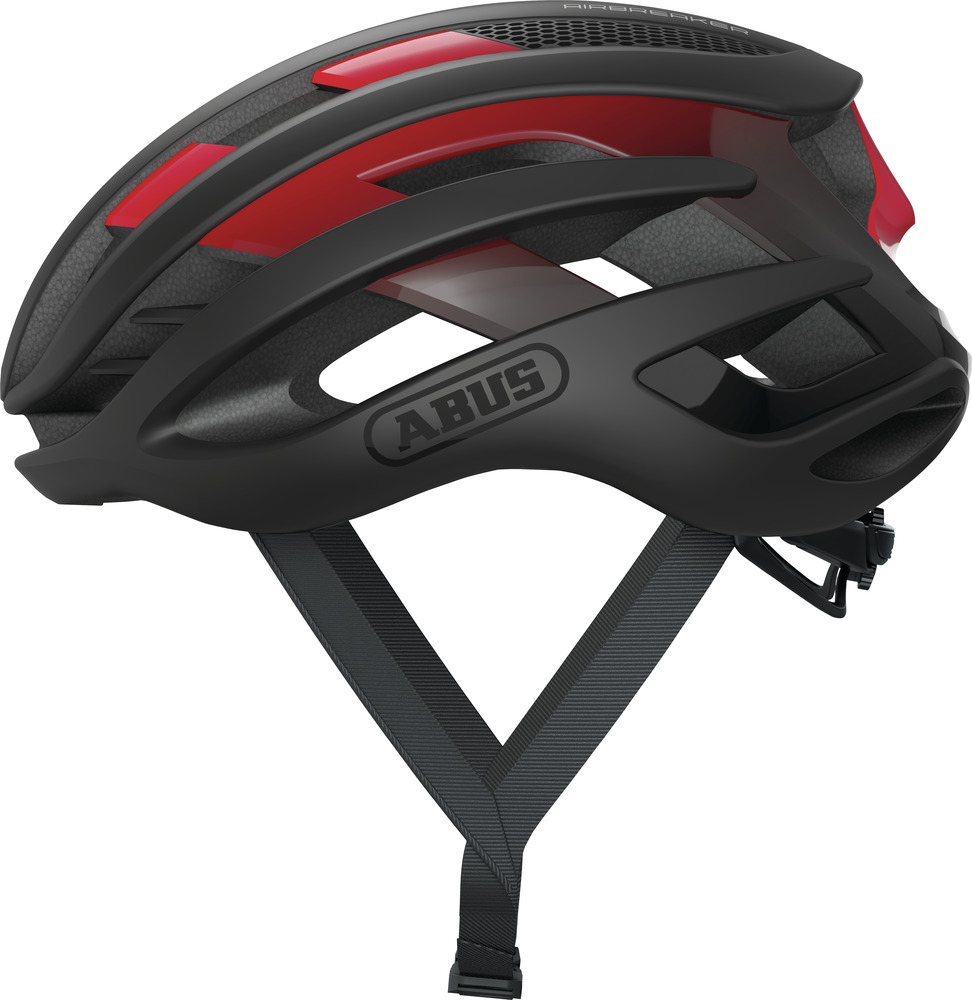 Abus AIRBREAKER Fahrradhelm, black red, Seitenansicht