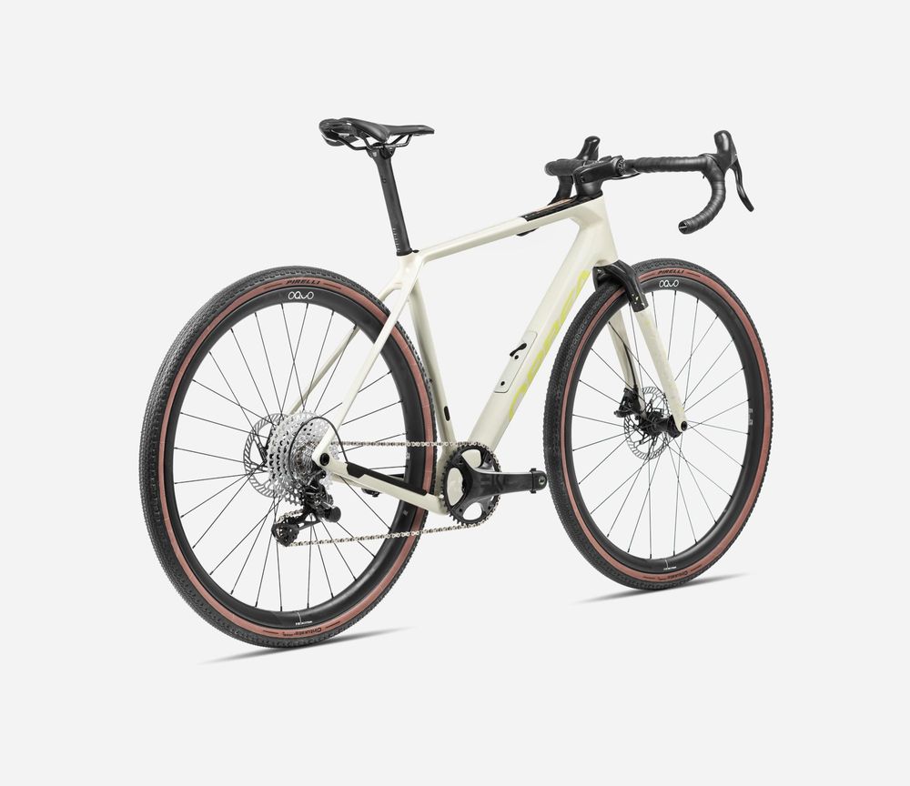 Orbea Terra M21e Team 1X 2024, Ivory White - Spicy Lime (Gloss), Rückansicht