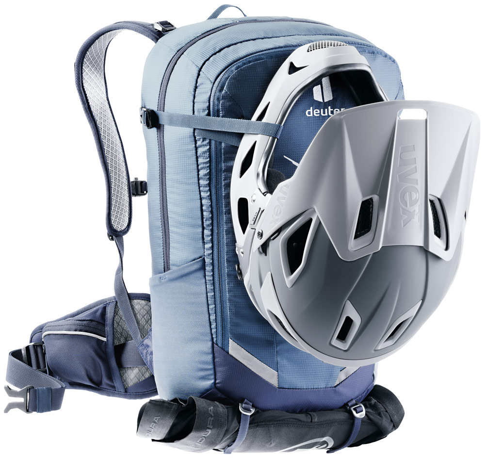 deuter Flyt 20 Protektor-Rucksack in marine navy blau mit helmhalterung für fullface helme