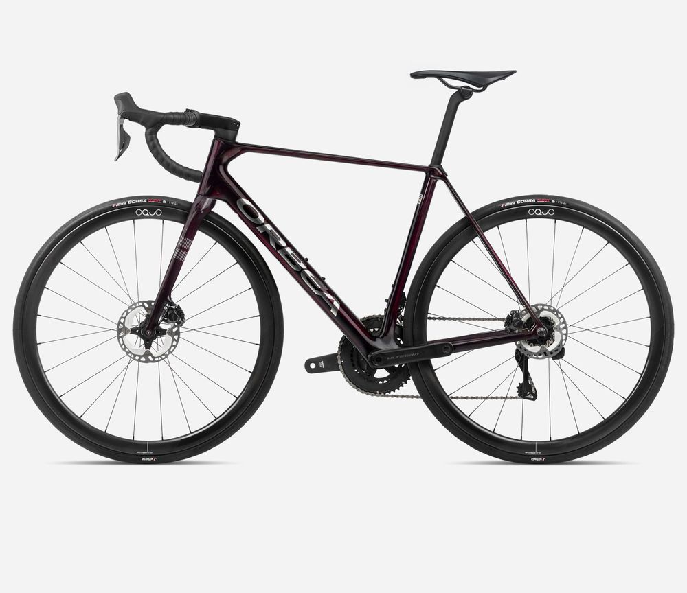 Orbea Orca M20iTeam 2024, Wine Red - Titanium (Gloss), Seitenansicht links