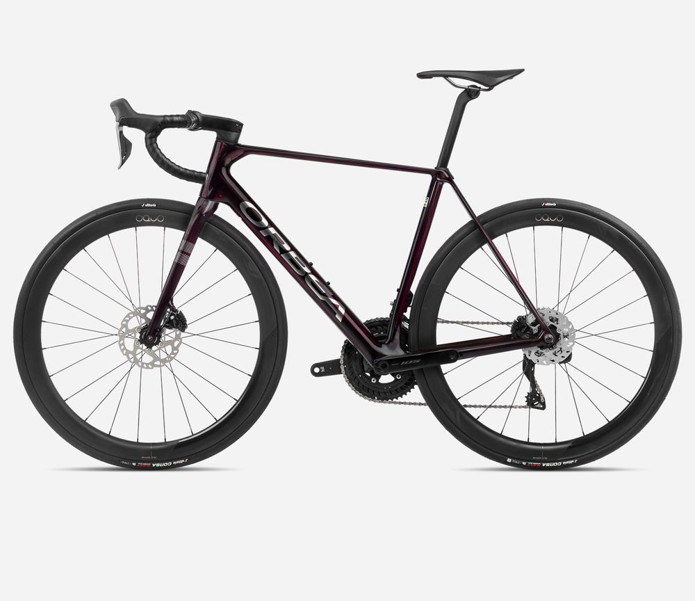 Orbea Orca M30iLTD PWR 2024, Wine Red - Titanium (Gloss), Seitenansicht links