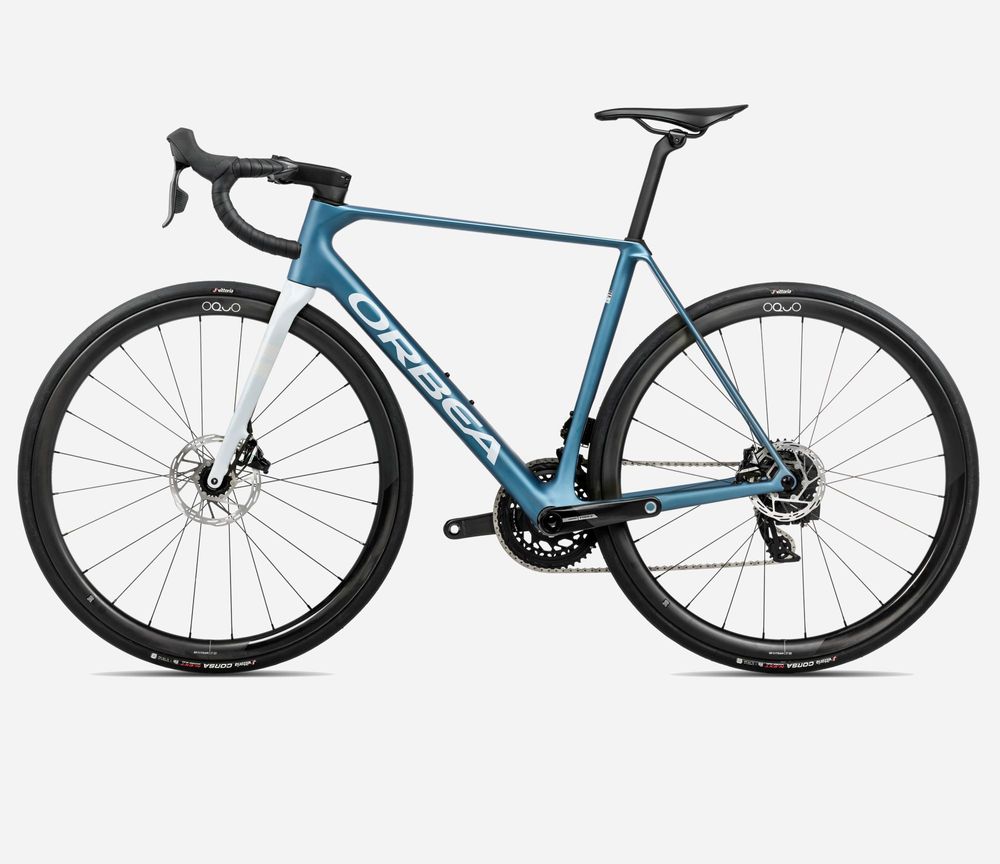 Orbea Orca M21eTeam PWR 2025, Slate Blue-Halo Silver (Matt), Seitenansicht links