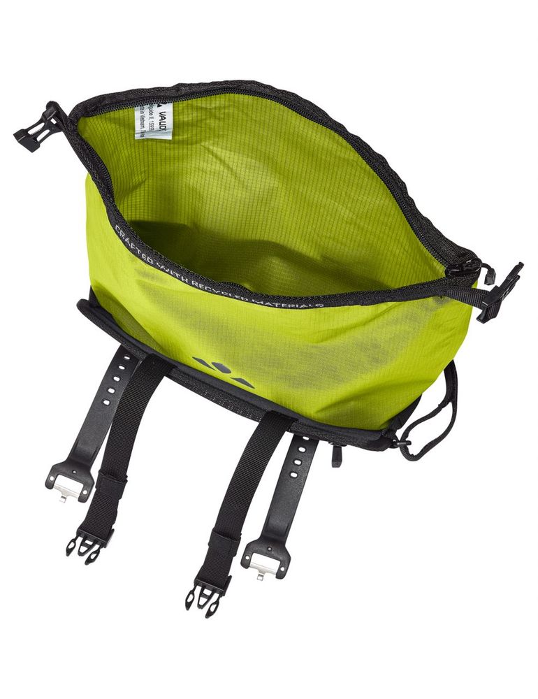 VAUDE Trailguide II Oberrohr-Packtasche fürs Bikepacking/ geöffnet/ bright green