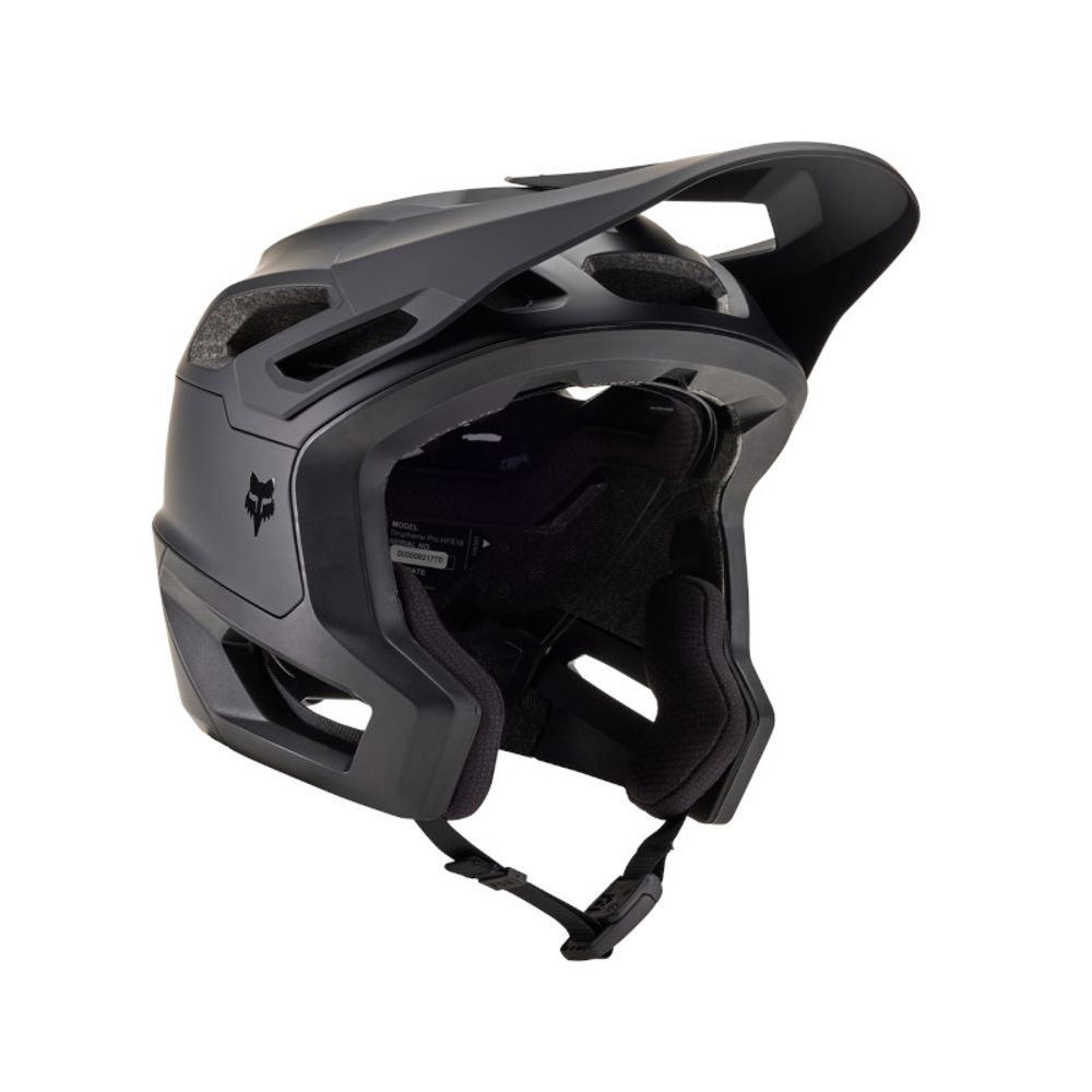 FOX Dropframe Pro MT BLK,CE Helm, matte black, Seitenansicht 