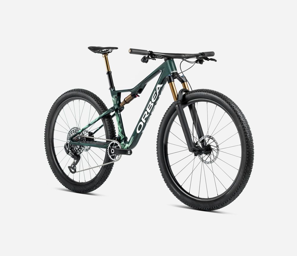 Orbea Oiz M-LTD 2025, Oft Forest Green-Green Mint (Gloss), Seitenansicht vorne