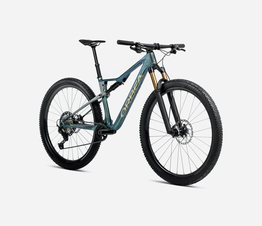 Orbea Oiz M10 AXS 2025, Seaweed Carbon View (Gloss) - Spaceship Green (Matt), Seitenansicht vorne