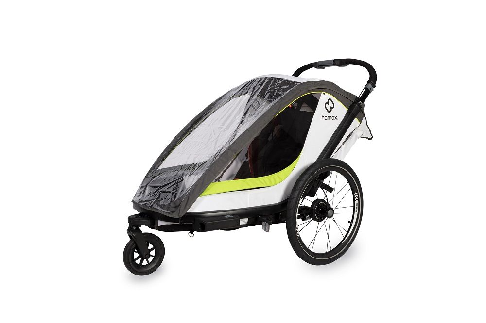 Hamax, Breeze Fahrradanhänger für Kinder 2023 - white/green, Wasserschutz