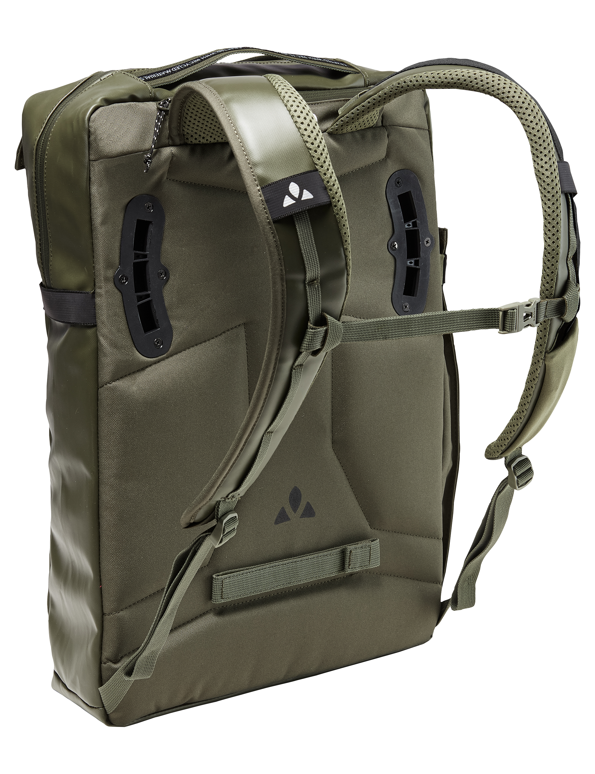 Vaude Mineo Transformer Backpack 23 wasserdichter Fahrradrucksack mit Rollverschluss in khaki Rückseite