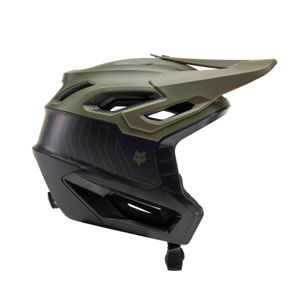 FOX Dropframe Pro Runn, CE Helm, olive green, Seitenansicht