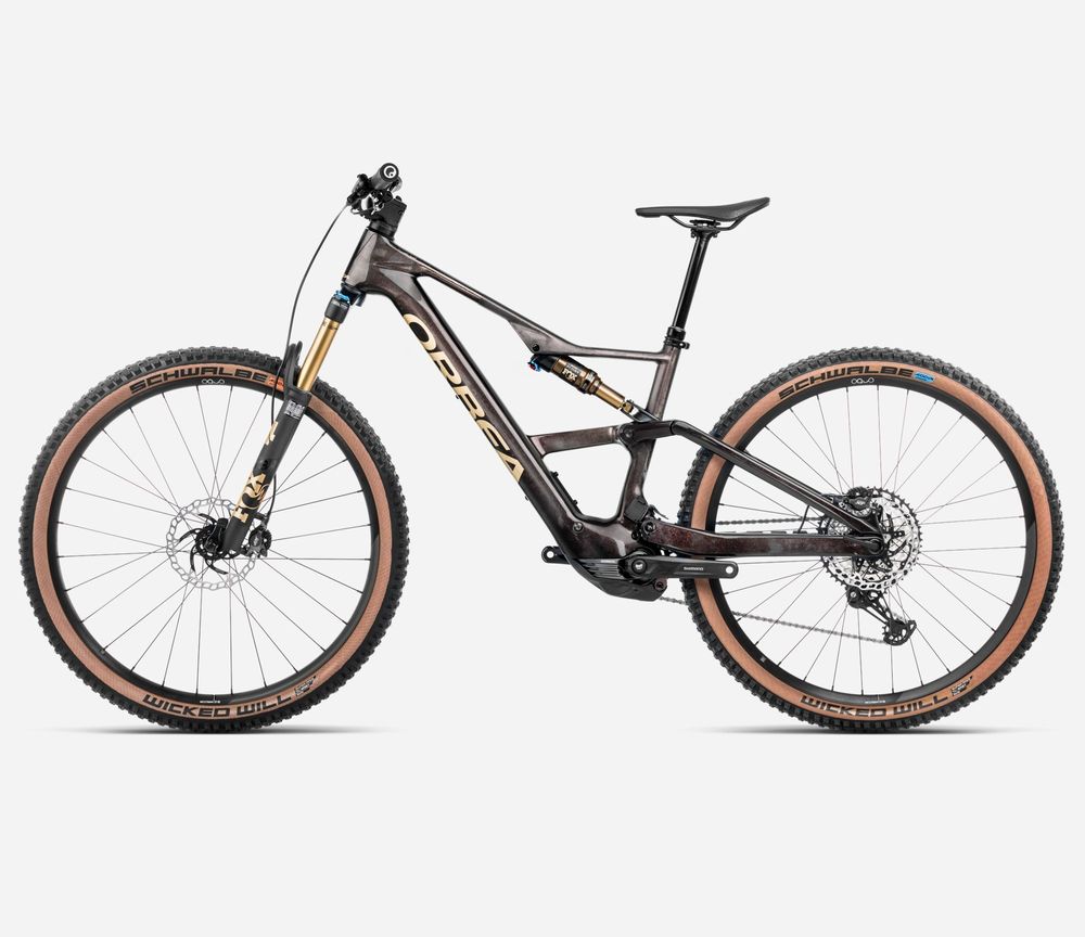 Orbea Rise SL M10 630W 2025, Cosmic Carbon View - Golden Sand (Gloss), Seitenansicht