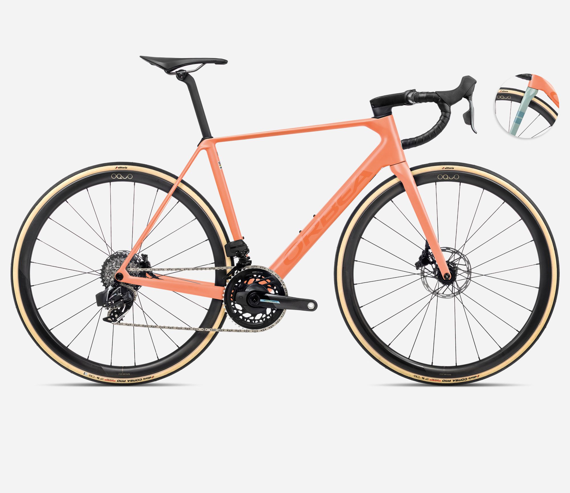 Orbea Orca M21eLTD PWR 2024, Orange Cloud (Matt) - Stone BLue (Matt-Gloss), Seitenansicht rechts