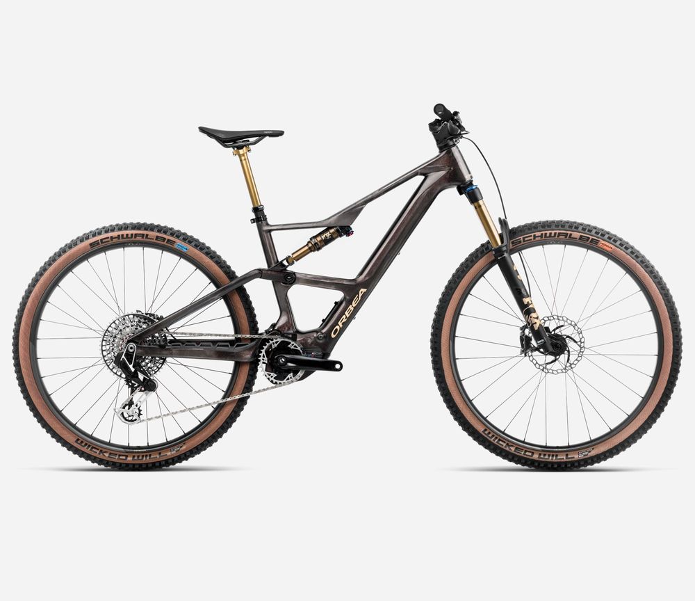 Orbea Rise SL M-LTD 630W 2025, Cosmic Carbon View - Golden Sand (Gloss), Seitenansicht