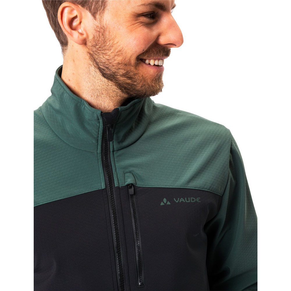 Vaude Men's Qimsa Softshell Jacket II Softshelljacke für Radsport in dusty forest Kragen
