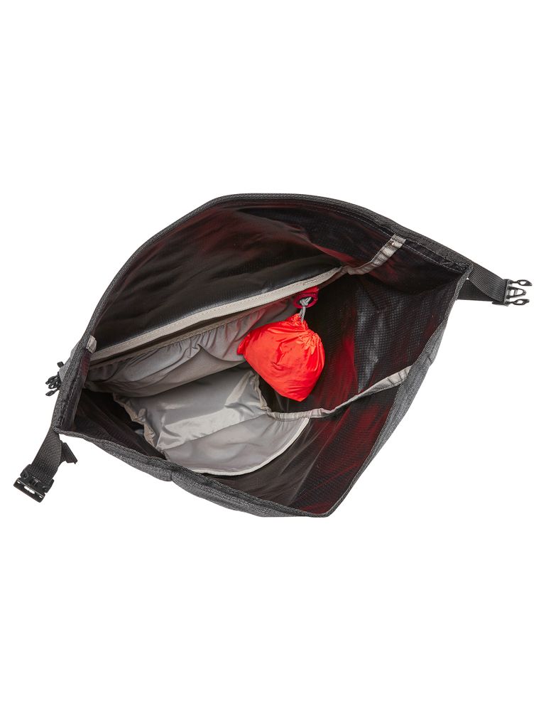 Vaude Road Master Roll-It Luminum praktische Fahrrad-Einzeltasche für Beruf und Freizeit geöffnet