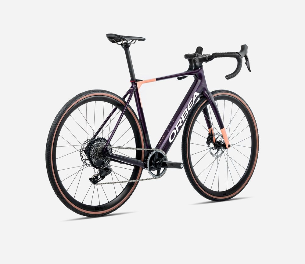 Orbea Gain M20i 2025, Fantasy Purple Carbon View (Gloss) - Orange Cloud (Matt), Rückansicht