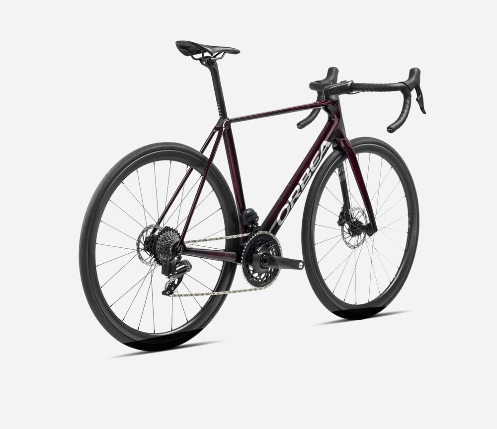 Orbea Orca M21eTeam PWR 2024, Wine Red - Titanium (Gloss), Seitenansicht hinten