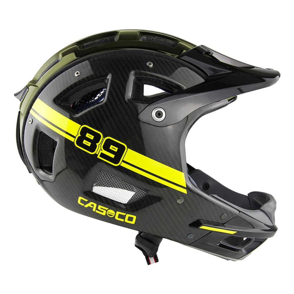 Casco MTBE Carbon Full Face Helm/ Neon Olive/ Seitenansicht