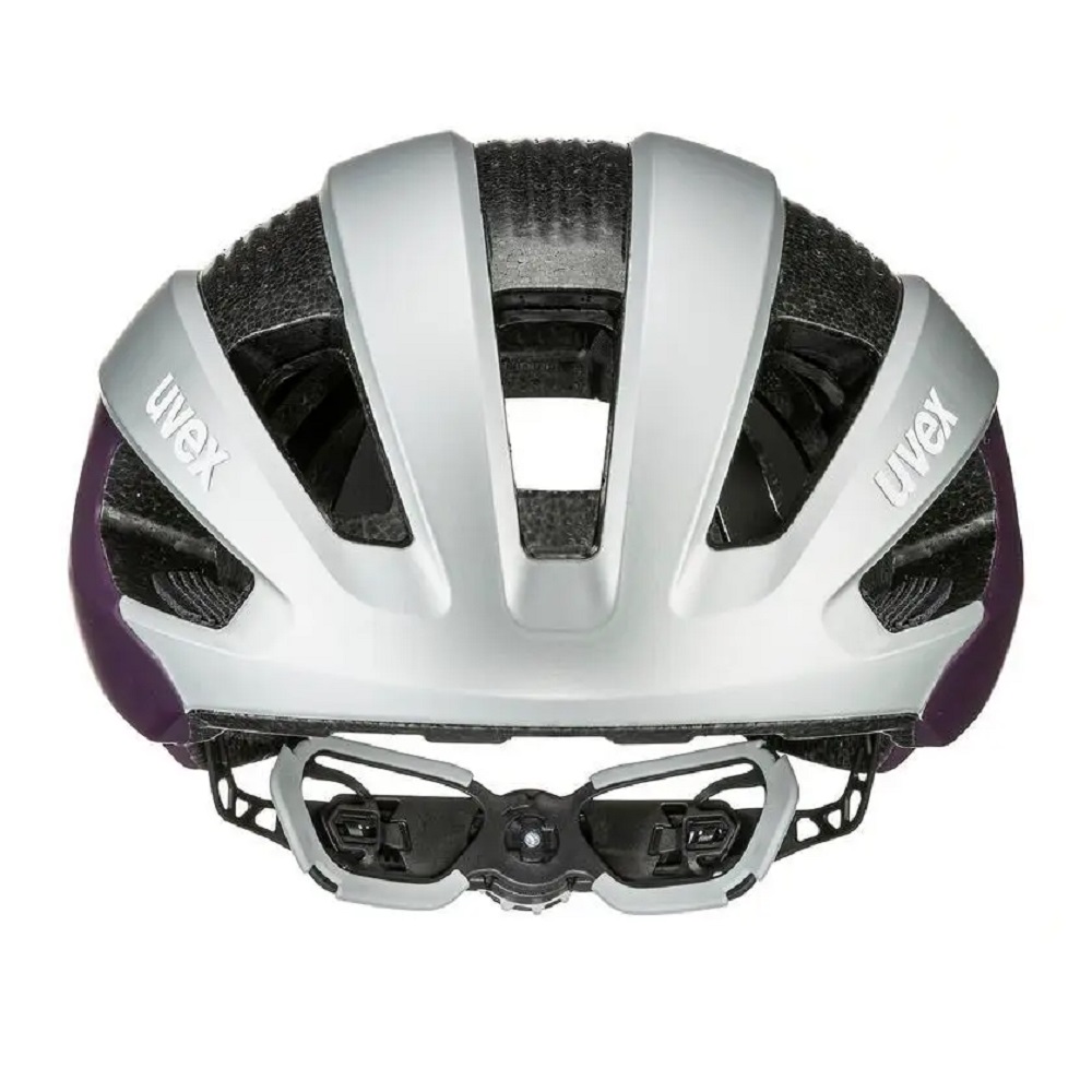 uvex rise cc Women´s Edition Fahrradhelm, silver - plum mat, Frontansicht