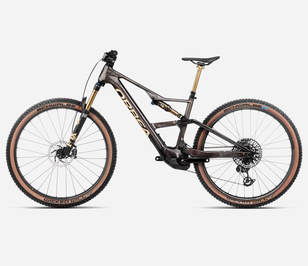 Orbea Rise SL M-LTD 630W 2025, Cosmic Carbon View - Golden Sand (Gloss), Seitenansicht