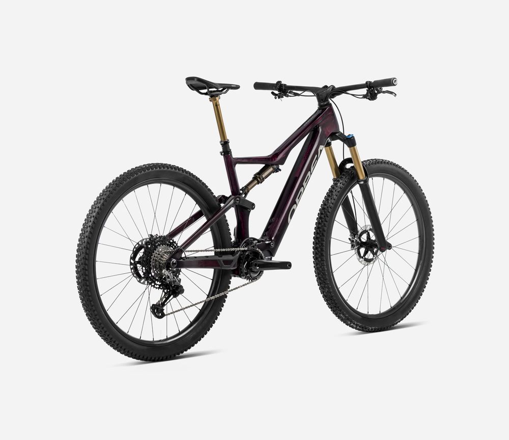 Orbea Rise M20 2024. Wine Red Carbon View - Titanium (Gloss), Seitenansicht hinten