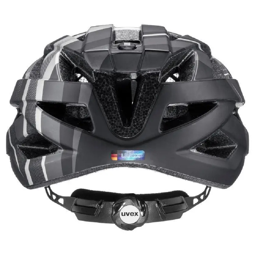 uvex air wing cc Fahrradhelm, black - silver mat, Rückansicht