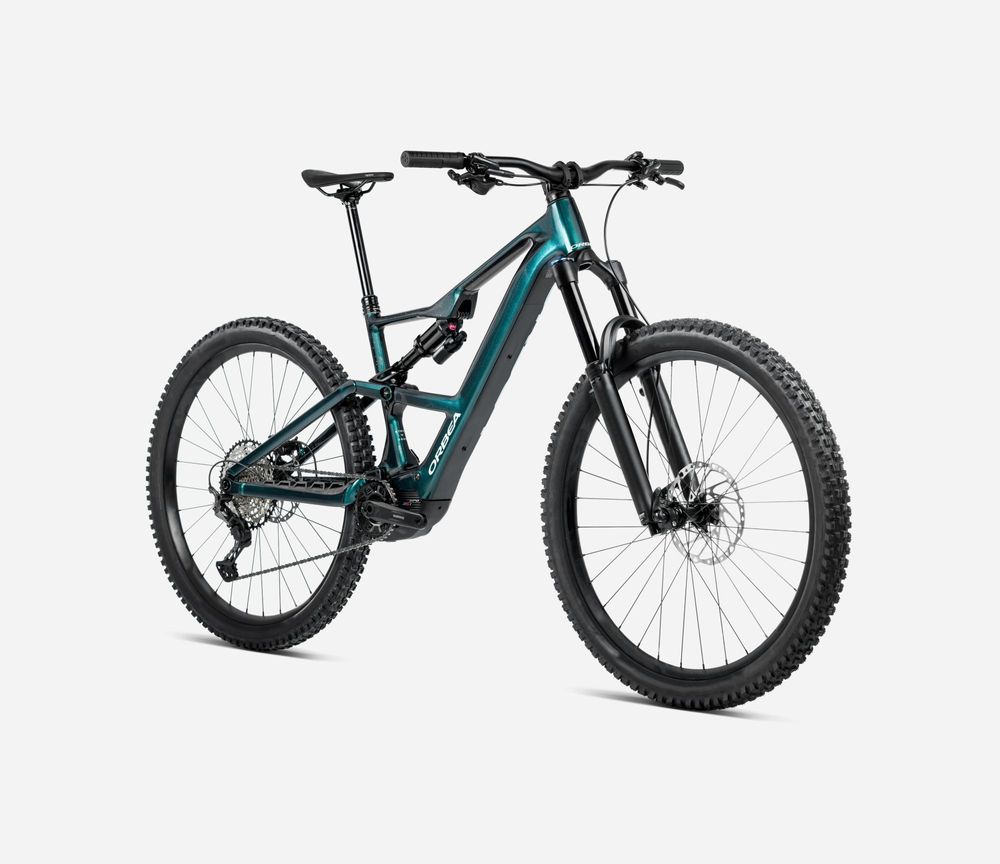 Orbea Rise LT H20 2025, Escape Green-Splash Ice Green (Gloss), Seitenansicht vorne