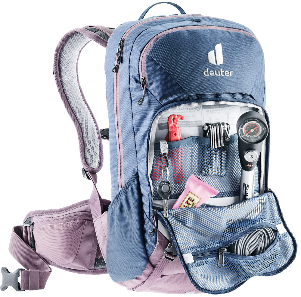 deuter Attack 14 SL Protektor-Rucksack in marine grape blau lila mit vielen Innenfächern