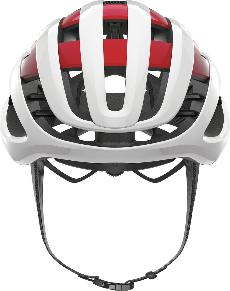 Abus AIRBREAKER Fahrradhelm, white red, Frontansicht