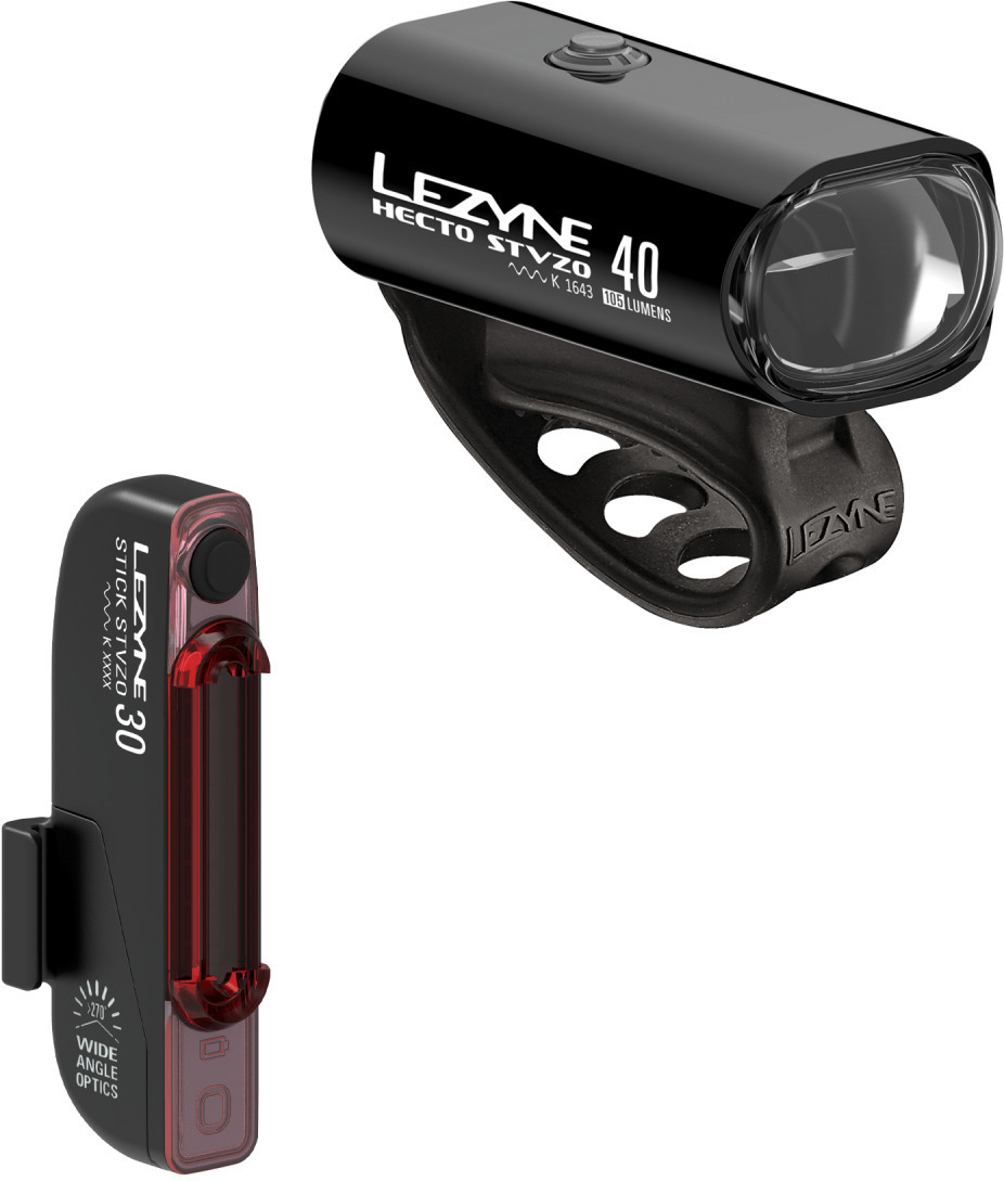 Lezyne LED Fahrradbeleuchtungsset Hecto Drive 40 STVZO + Stick Drive STZVO
