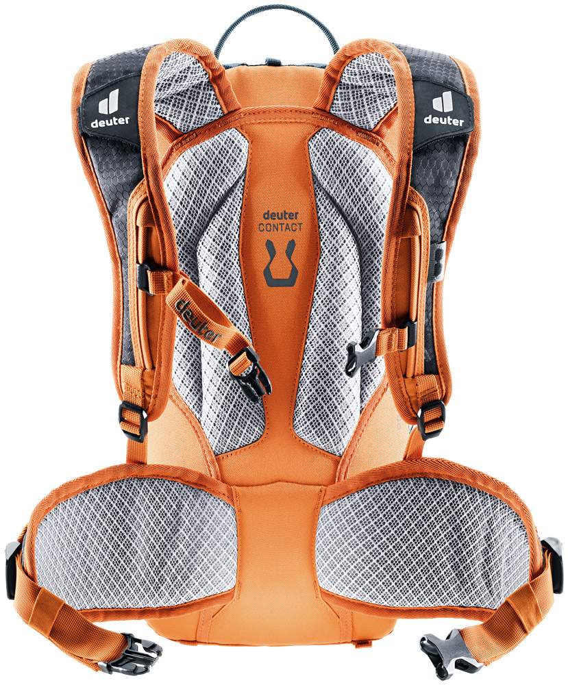 deuter Attack 8 JR Protektor-Rucksack in arctic mandarine blau orange rückansicht