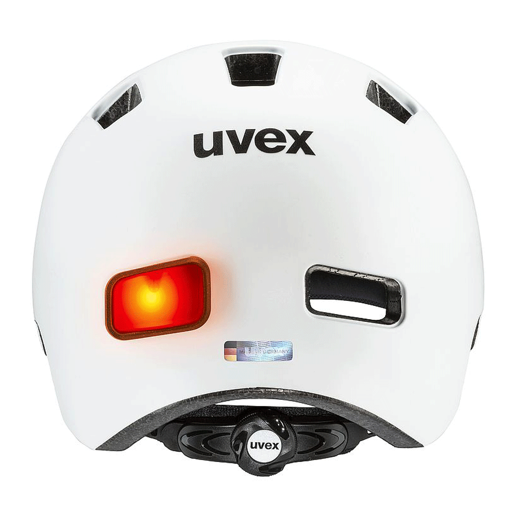 uvex city 4 Fahrradhelm/ Rückansicht mit Licht/ white mat