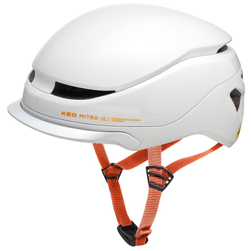 KED MITRO UE1 Fahrradhelm, light grey orange matt, Seitenansicht links