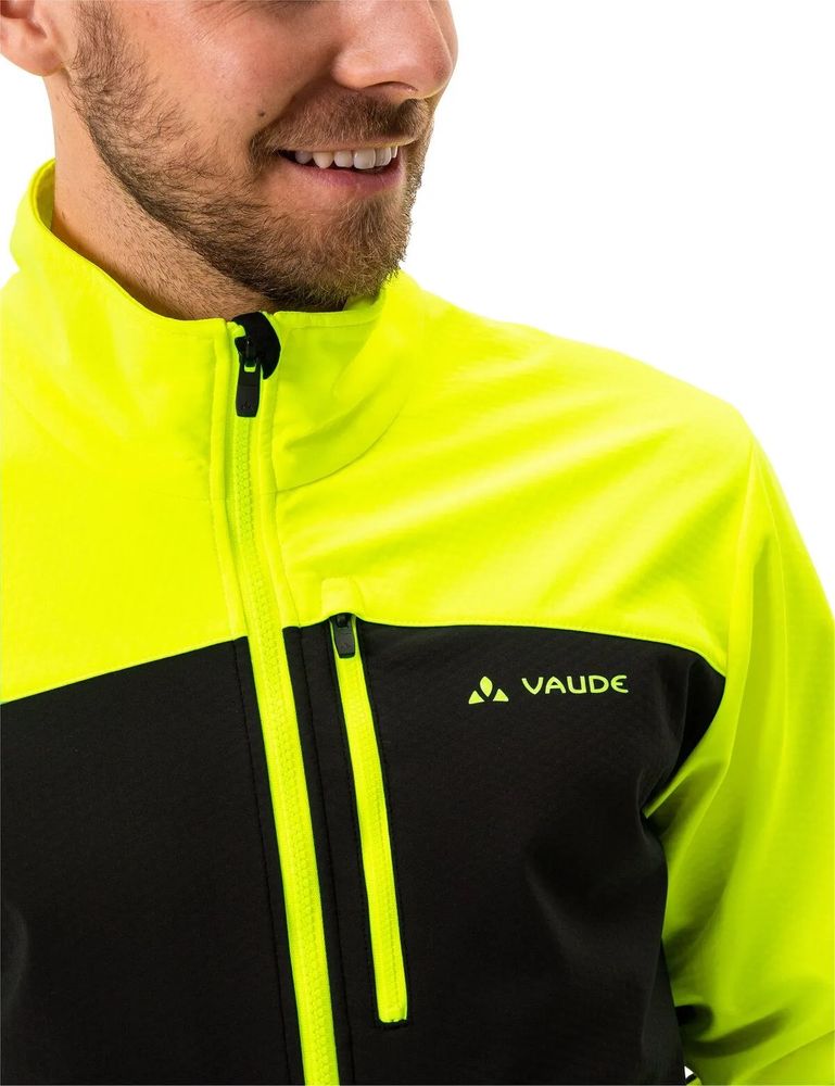 Vaude Men's Qimsa Softshell Jacket II in neon yellow, Detail vorne