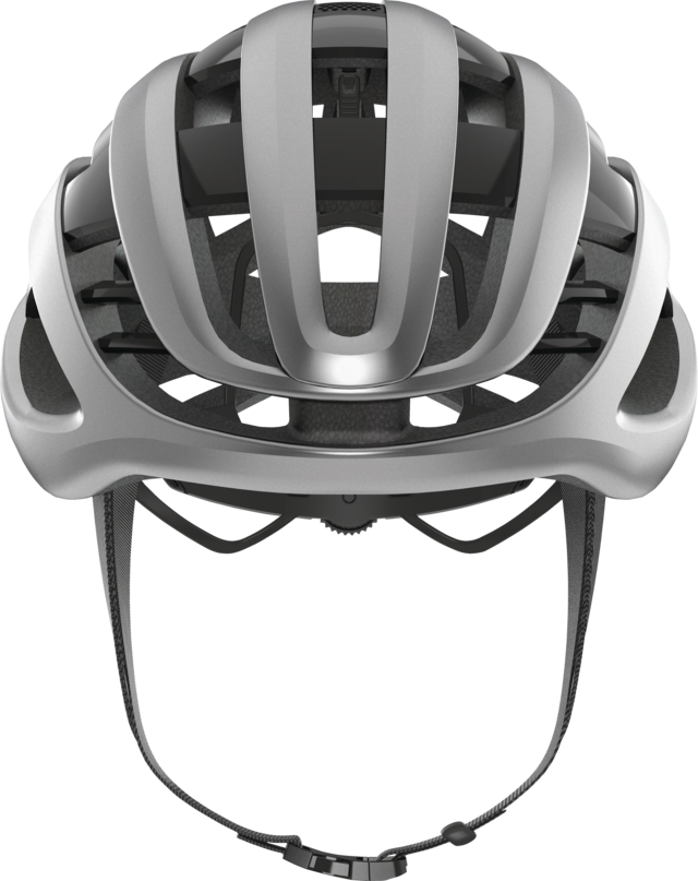 Abus AIRBREAKER Fahrradhelm, gleam silver, Frontansicht