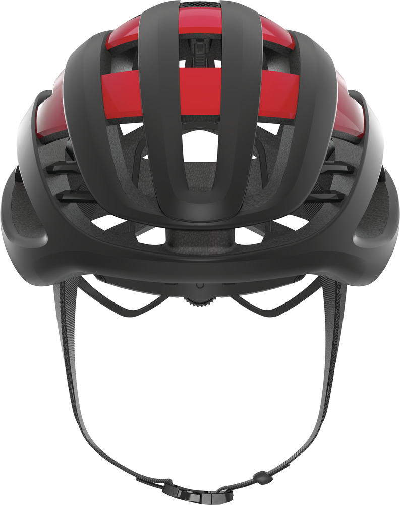 Abus AIRBREAKER Fahrradhelm, black red, Frontansicht