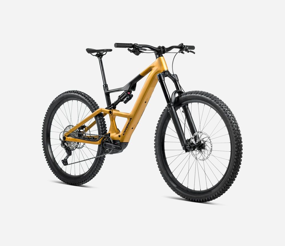 Orbea Rise SL H20 2025, Bumblebee Yellow-Black (Matt), Seitenansicht vorne